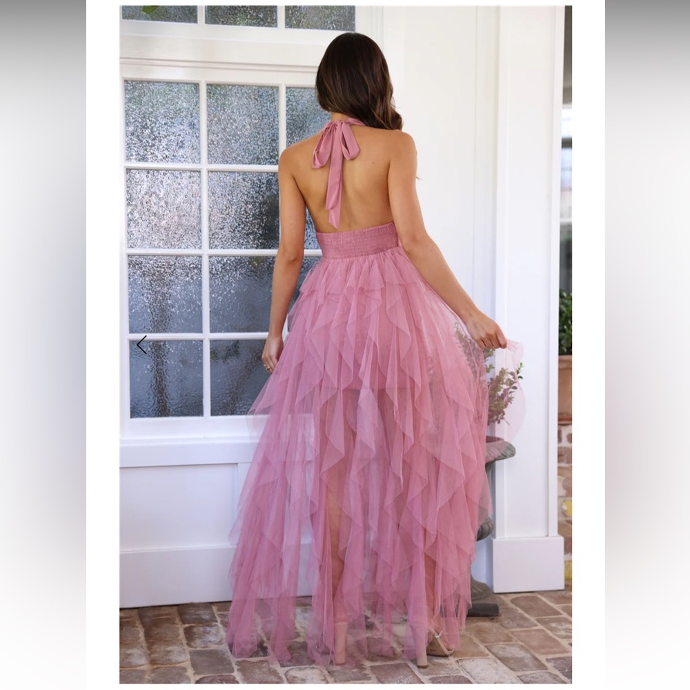 HELLO MOLLY | Into The Middle Tulle Halter Maxi Dress Pink in XS/US 2/AU 6 - Picture 6 of 15